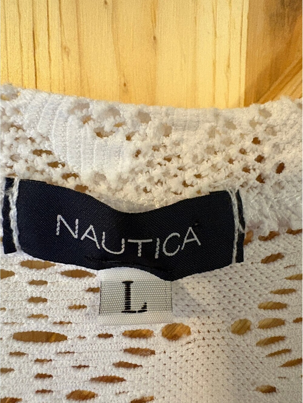 Nautica Women's White Crochet Long Sleeve Dress Size Large - Picture 6 of 12